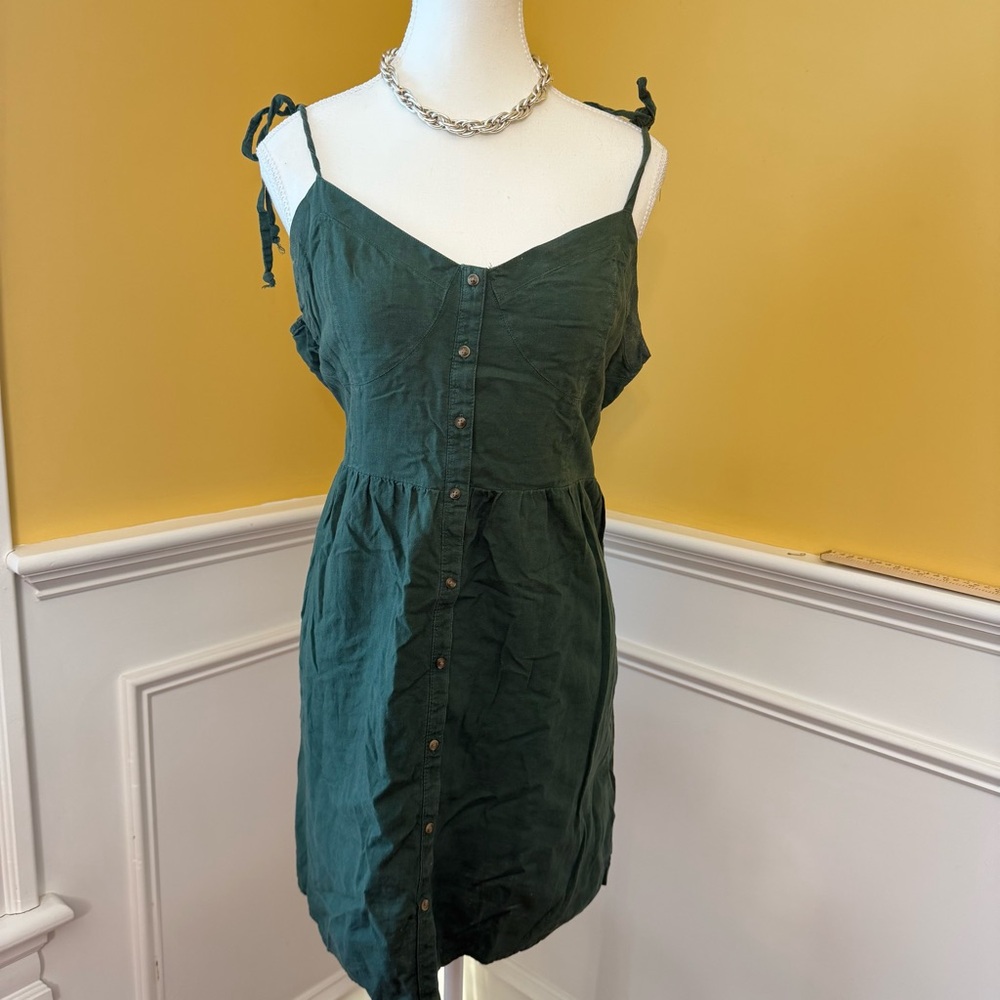 Aerie Green Button-Down Dress